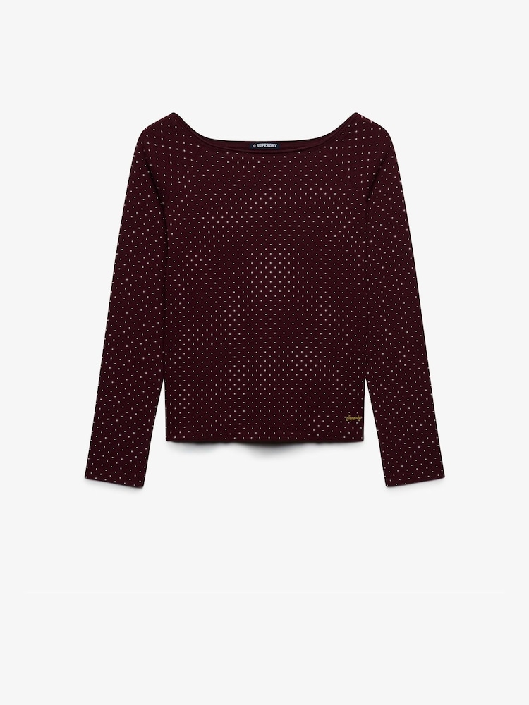 Superdry Red Bardot Off Shoulder Top - Image 1 of 2 Superdry Red Bardot Off Shoulder Top - Image 1 of 2