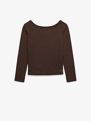 Superdry Brown Bardot Off Shoulder Top - Image 1 of 2