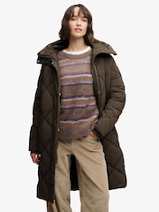 Superdry Green Longline Diamond Quilt Jacket - Image 2 of 7