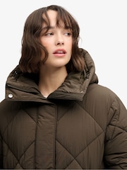 Superdry Green Longline Diamond Quilt Jacket - Image 3 of 7