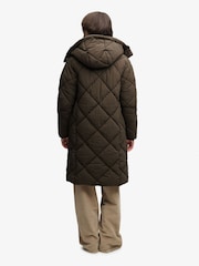 Superdry Green Longline Diamond Quilt Jacket - Image 5 of 7