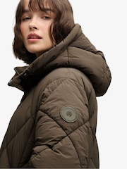 Superdry Green Longline Diamond Quilt Jacket - Image 6 of 7