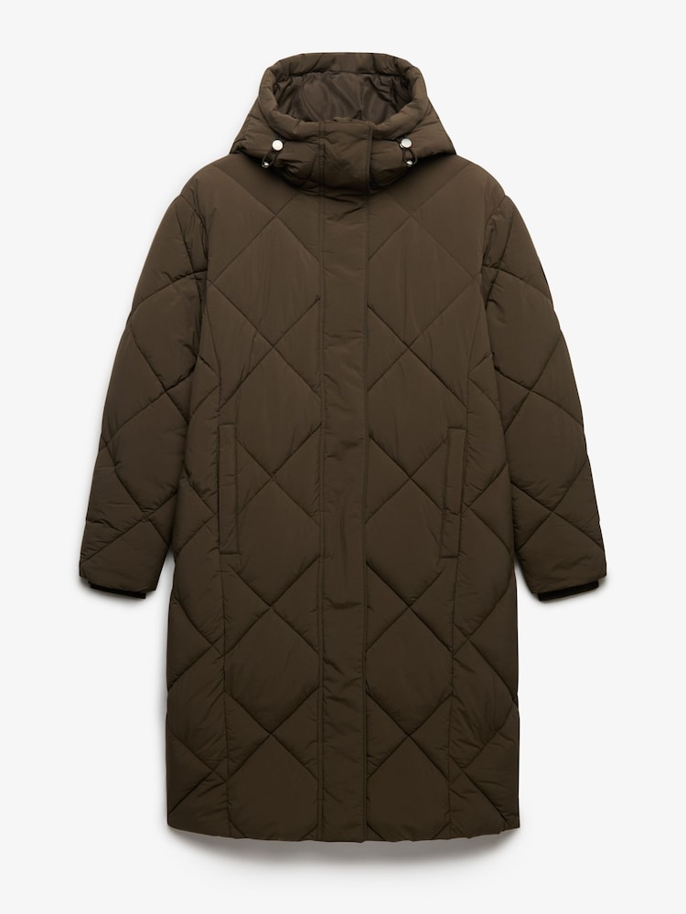 Superdry Green Longline Diamond Quilt Jacket - Image 7 of 7