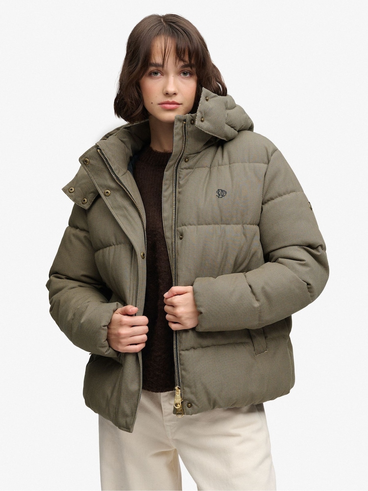 Superdry Premium Hood Check Puffer բաճկոն - Պատկեր 1 7-ից