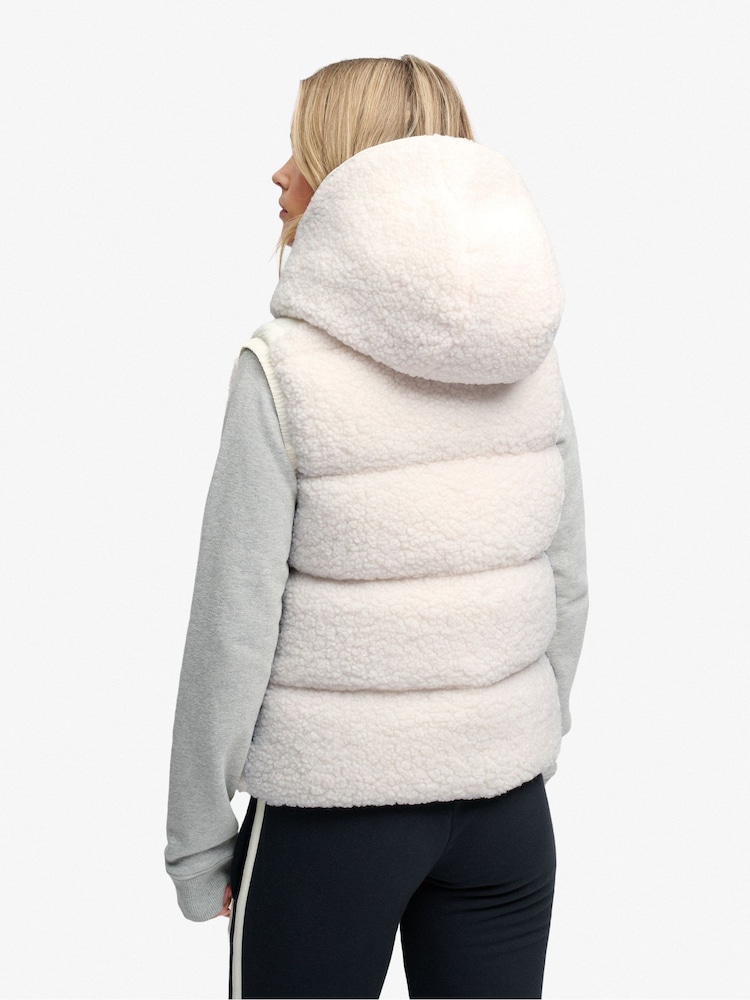 Superdry White Borg Baffle Gilet - Image 2 of 6