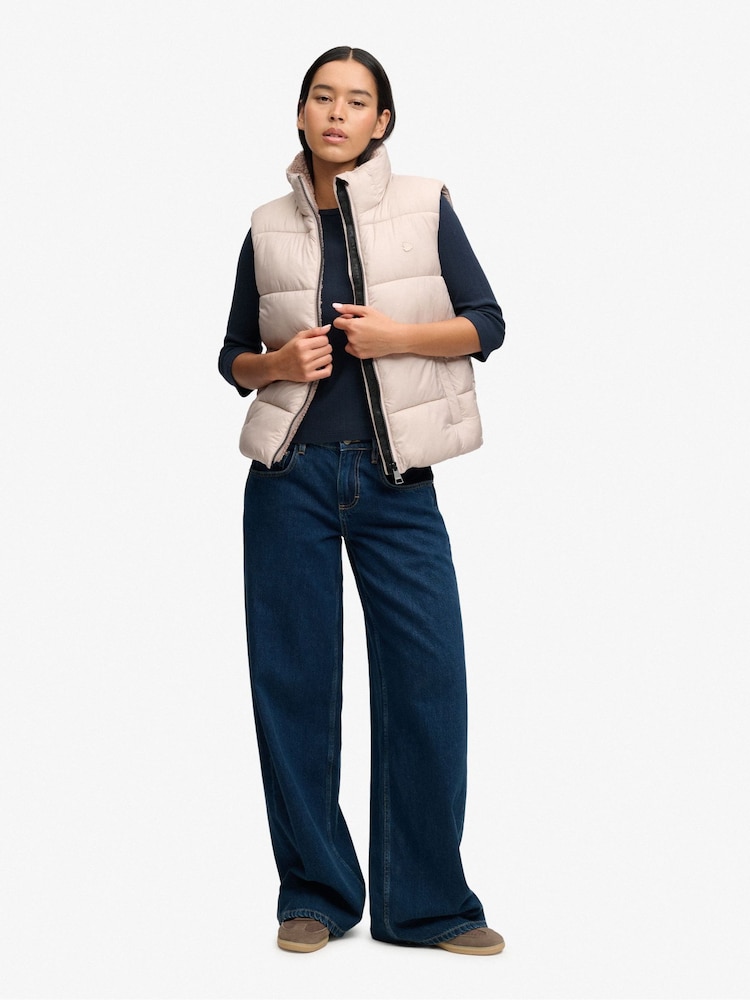 Superdry Cream Borg Lined Gilet - Image 2 of 4