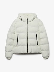 Superdry White Hooded Sports Puffer Jacket - Image 7 of 7