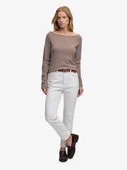 Superdry Brown Stripe Bardot Off Shoulder Top - Image 3 of 7