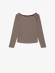 Superdry Brown Stripe Bardot Off Shoulder Top - Image 6 of 7