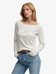 Superdry White Bardot Off Shoulder Top - Image 4 of 7