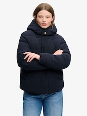 Superdry Blue Premium Hood Cord Puffer Jacket - Image 3 of 5