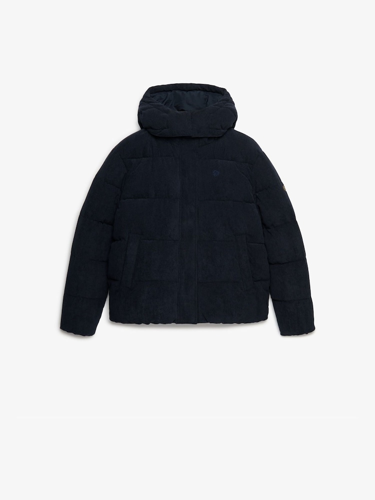 Superdry Blue Premium Hood Cord Puffer Jacket - Image 5 of 5