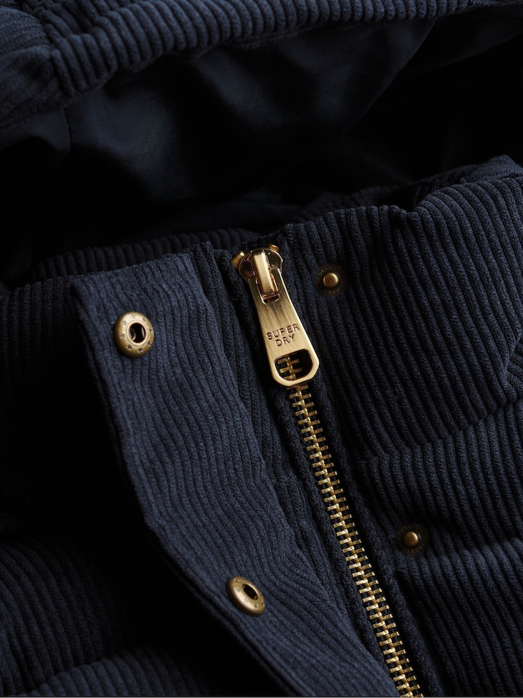 Azul - Superdry Premium Hood Cord Puffer Jacket - Imagem 8 de 8
