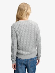 Superdry Grey Washed V-Neck Cable Jumper - Image 2 of 3