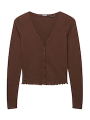 Superdry Brown Athletic Essential Pointelle Cardigan - Image 1 of 2