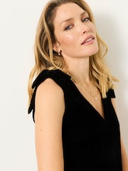 FatFace Nina Black Petite Bow Detail Dress - Image 2 of 5
