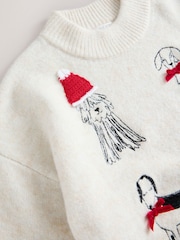 Ecru Embroidered Dog Christmas Jumper (3-16yrs) - Image 8 of 8