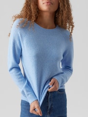 VERO MODA Blue Round Neck Soft Touch Cosy Knitted Jumper - Image 1 of 4