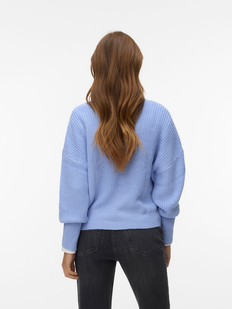 VERO MODA Blue Button Down Knitted Cardigan - Image 2 of 5