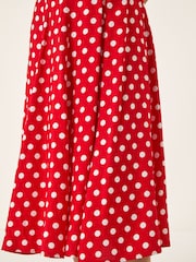 Roșu - Rochie midi Roman cu panou cu buline - Imaginea 5 din 5