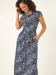 Roman Blue Floral Pocket Midi Dress - Image 1 of 5