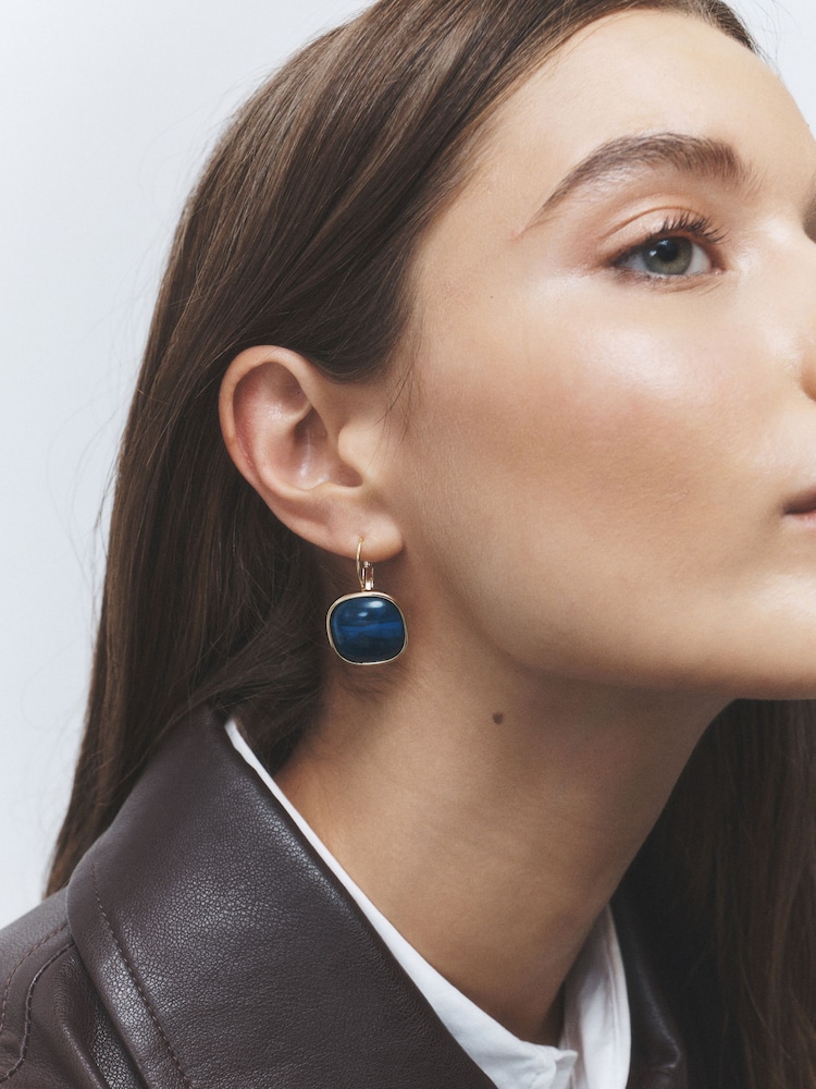 Blue Resin Pull Through Earrings - Image 1 of 5