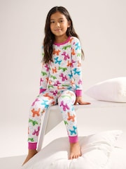 أبيض - Hatley Balloon Pets Cotton White Pyjamas Set - Image 1 of 2