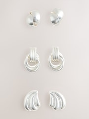Silver Tone Knot Stud Earrings 3 Pack - Image 1 of 3