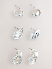 Silver Tone Knot Stud Earrings 3 Pack - Image 2 of 3