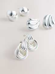 Silver Tone Knot Stud Earrings 3 Pack - Image 3 of 3