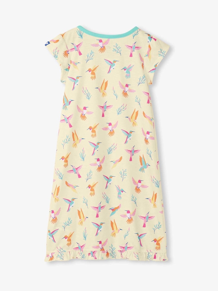 Hatley Yellow Hummingbird Print Ruffle Hem Nightdress - Image 4 of 4 Hatley Yellow Hummingbird Print Ruffle Hem Nightdress - Image 4 of 4