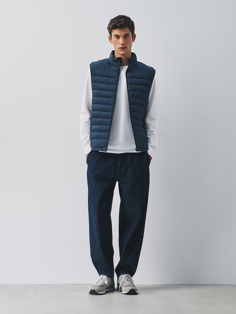 Navy Lightweight Shower Resistant Quilted Gilet - Image 2 of 7 Navy Lightweight Shower Resistant Quilted Gilet - Image 2 of 7