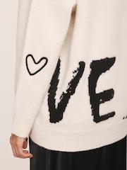 Mint Velvet Cream Wool Blend Graphic Love Jumper - Image 3 of 4