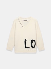 Mint Velvet Cream Wool Blend Graphic Love Jumper - Image 7 of 8