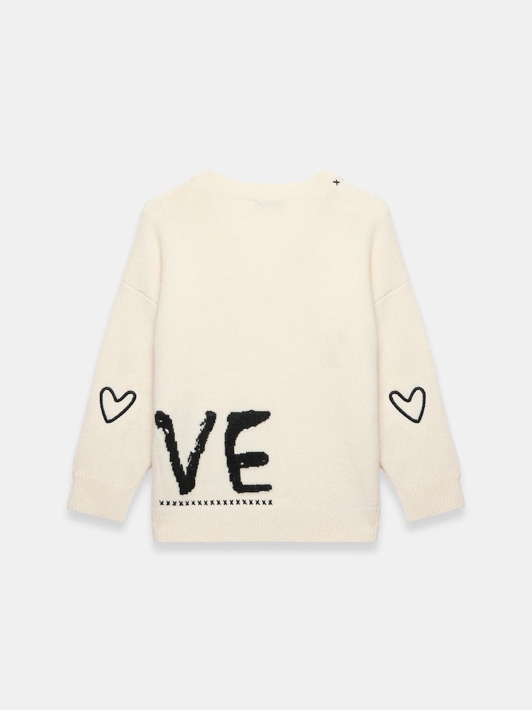 Mint Velvet Cream Wool Blend Graphic Love Jumper - Image 8 of 8