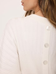 Mint Velvet White Knit Barrel Sleeve Top - Image 6 of 8