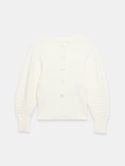 Mint Velvet White Knit Barrel Sleeve Top - Image 8 of 8