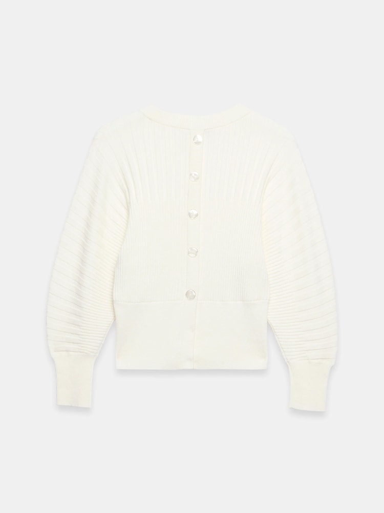 Mint Velvet White Knit Barrel Sleeve Top - Image 8 of 8