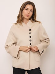Mint Velvet Yellow Wool Blend Hand Finished Button Detail Jacket - Image 6 of 8