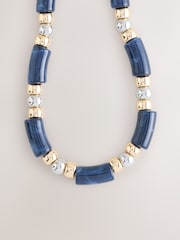Blue Mixed Metal Beaded Necklace - Image 5 of 7