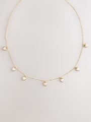Gold Tone Real Shell Heart Drop Necklace - Image 1 of 3