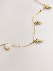 Gold Tone Real Shell Heart Drop Necklace - Image 3 of 3