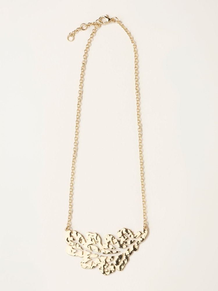FatFace Gold Tone V and A Leaf Necklace - Image 1 of 2