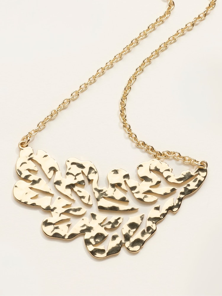 FatFace Gold Tone V and A Leaf Necklace - Image 2 of 2