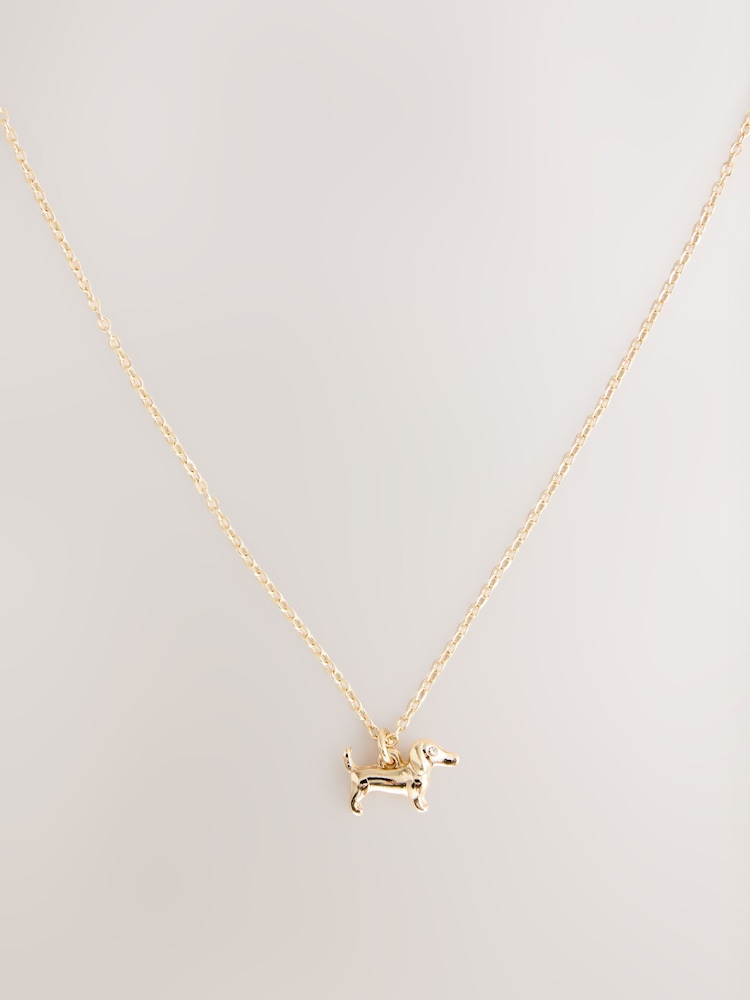 Gold Tone Sausage Dog - Collar con colgante - Imagen 1 de 3