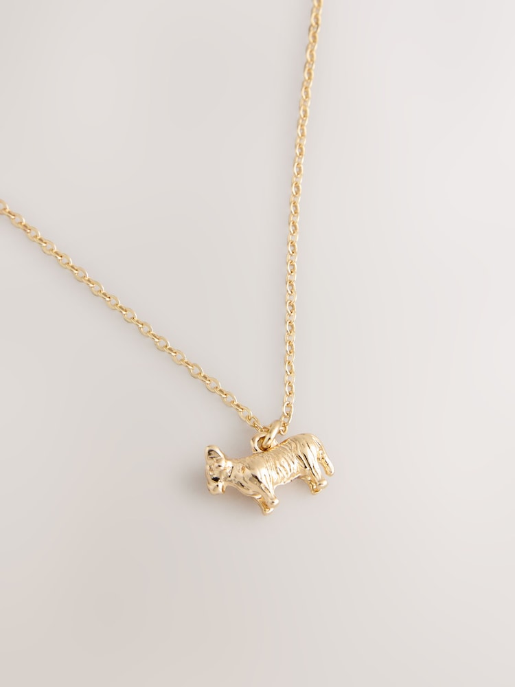 Gold Tone Hamish the Altoland Cow - Collar con colgante - Imagen 2 de 3