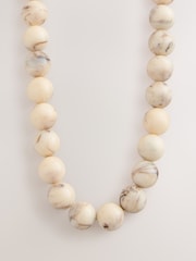 Crème - Collier épais en perles de marbre - Image 5 de 6
