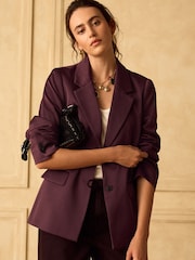 Burgundy Red Satin Blazer - Image 1 of 8