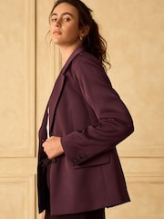 Burgundy Red Satin Blazer - Image 3 of 8