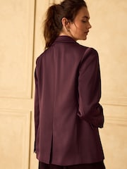 Burgundy Red Satin Blazer - Image 4 of 8
